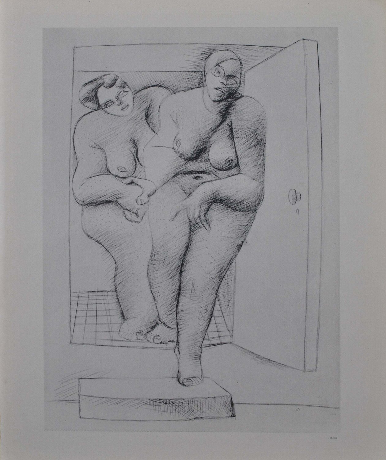 Deux femmes passant une porte Le Corbusier Print for sale