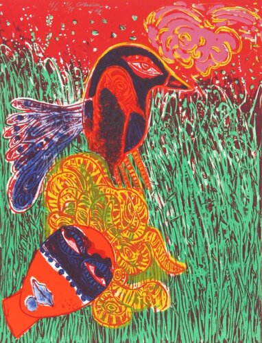 La Femme masque comme pour une fete by Corneille, Print for Sale on Singulart