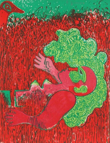 Dans l'infinie verticalite de l'herbe la femme by Corneille, Print for Sale on Singulart