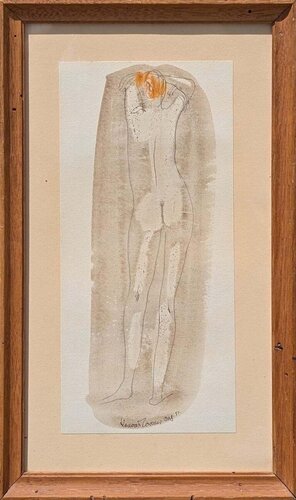 Early Modern Abstract Watercolor Painting of a Nude Figure Viewed from Behind von Konrad Cramer, Malerei kaufen auf Singulart