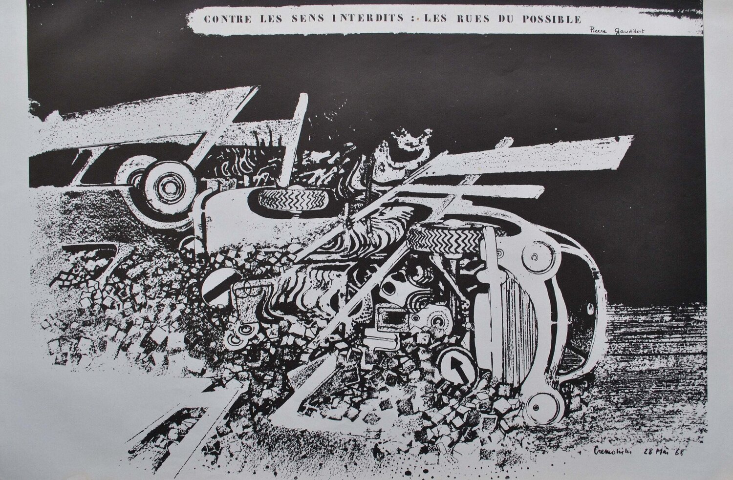 Contre les sens interdits, affiche Mai 68 originale signée Leonardo Cremonini Édition à vendre