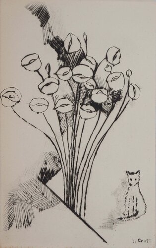 Coquelicots et le chaton by Jean Crotti, 版画 for Sale on Singulart