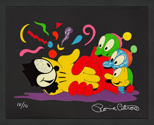 No Glove No Love (Black), Unique Hand Embellished Serigraph, Signed, Framed by Ronnie Cutrone, 版画 for Sale on Singulart
