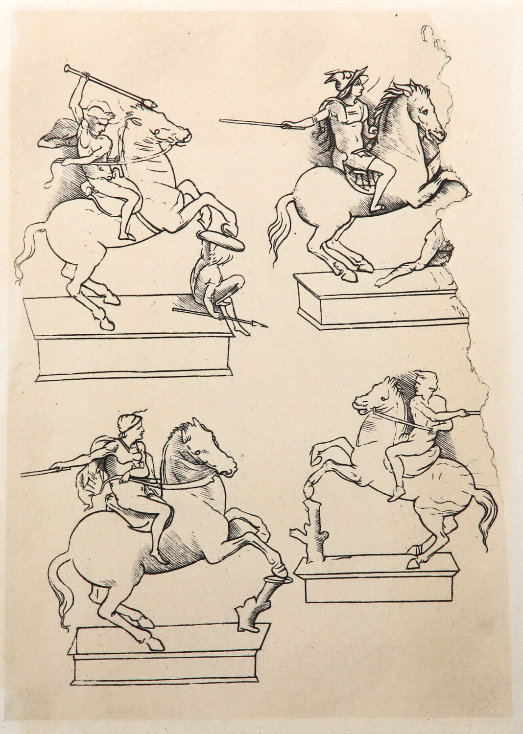 Quatre Etudes pour une Figure Equestre Leonardo da Vinci Druck zu verkaufen