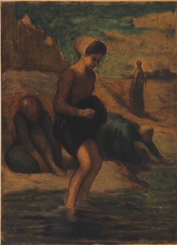 Baignade dans le lac, Lithographie signée von Honoré Daumier, Druck kaufen auf Singulart