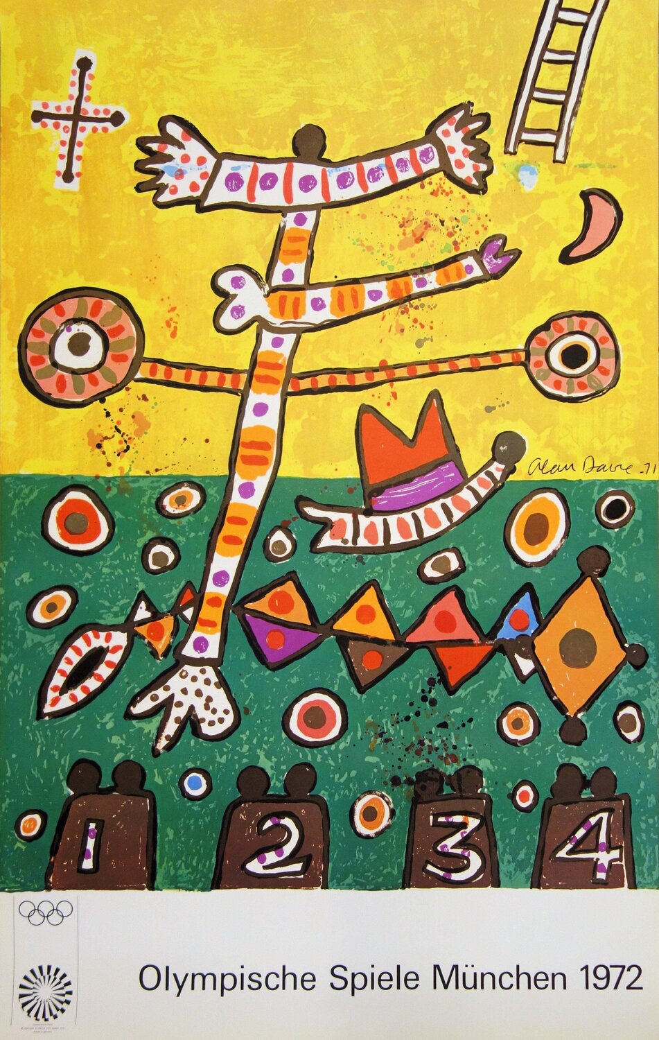 Fête du sport (JO), Affiche en lithographie originale Alan Davie Impresión en venta