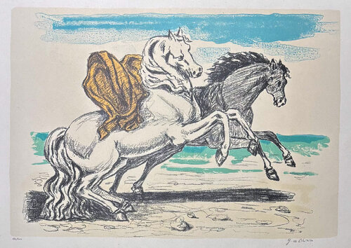 Giorgio De Chirico (1888–1978) - Cavalli sulla spiaggia - 8-colour lithography - 1970 by Giorgio de Chirico, 인쇄 for Sale on Singulart