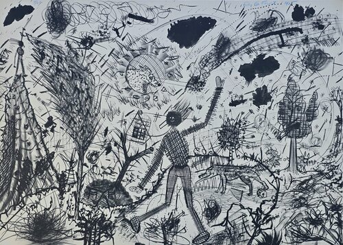 Untitled (Postwar, Figurative Expressionism, West Coast) par Roy De Forest, Édition en vente sur Singulart