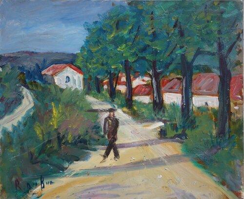 L'entrée du village von Roger de la Fresnaye, Druck kaufen auf Singulart