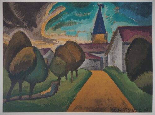 L'entrée du village van Roger de la Fresnaye, Afdruk te koop op Singulart