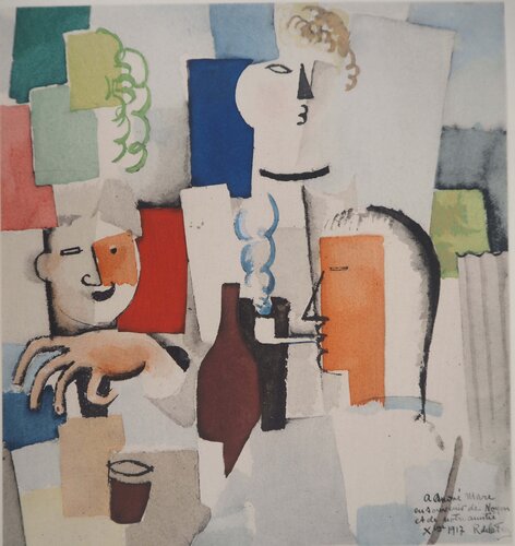 Déjeuner entre amis, Lithographie signée von Roger de la Fresnaye, Druck kaufen auf Singulart