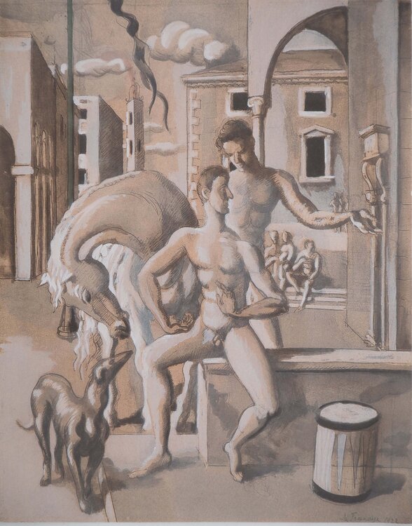 Nouvelle mythologie, le temps des héros, Lithographie signée Roger de la Fresnaye