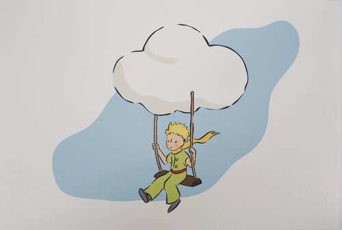 Le Petit Prince vole avec les nuages, Lithographie by Antoine de Saint-Exupéry, Print for Sale on Singulart