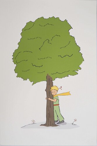 Ecologie, Le Petit Prince veille sur les arbres, Lithographie von Antoine de Saint-Exupéry, Druck kaufen auf Singulart