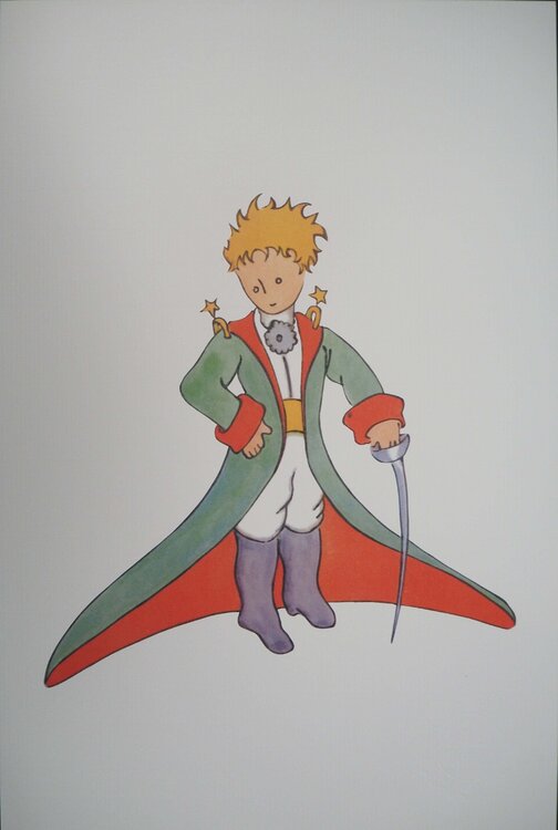 Le Petit Prince en grand manteau, Lithographie Antoine de Saint-Exupéry