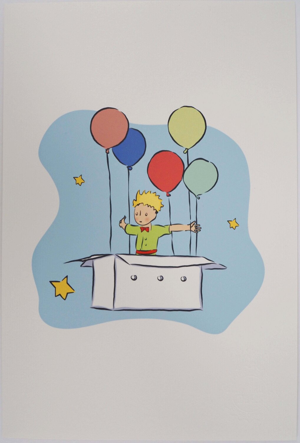 Le Petit Prince en ballon, Lithographie Antoine de Saint-Exupéry Druck zu verkaufen