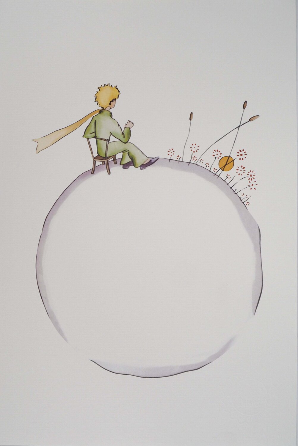 Le Petit Prince regarde le coucher de soleil, Lithographie Antoine de Saint-Exupéry Druck zu verkaufen