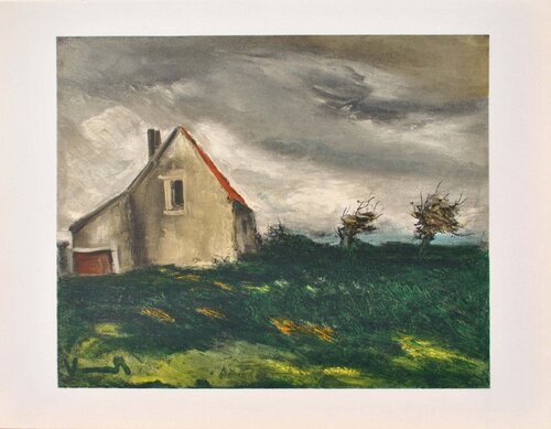 Vieille maison en Normandie, Lithographie signée Maurice de Vlaminck