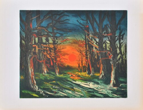 Coucher de soleil , Lithographie signée par Maurice de Vlaminck, Édition en vente sur Singulart