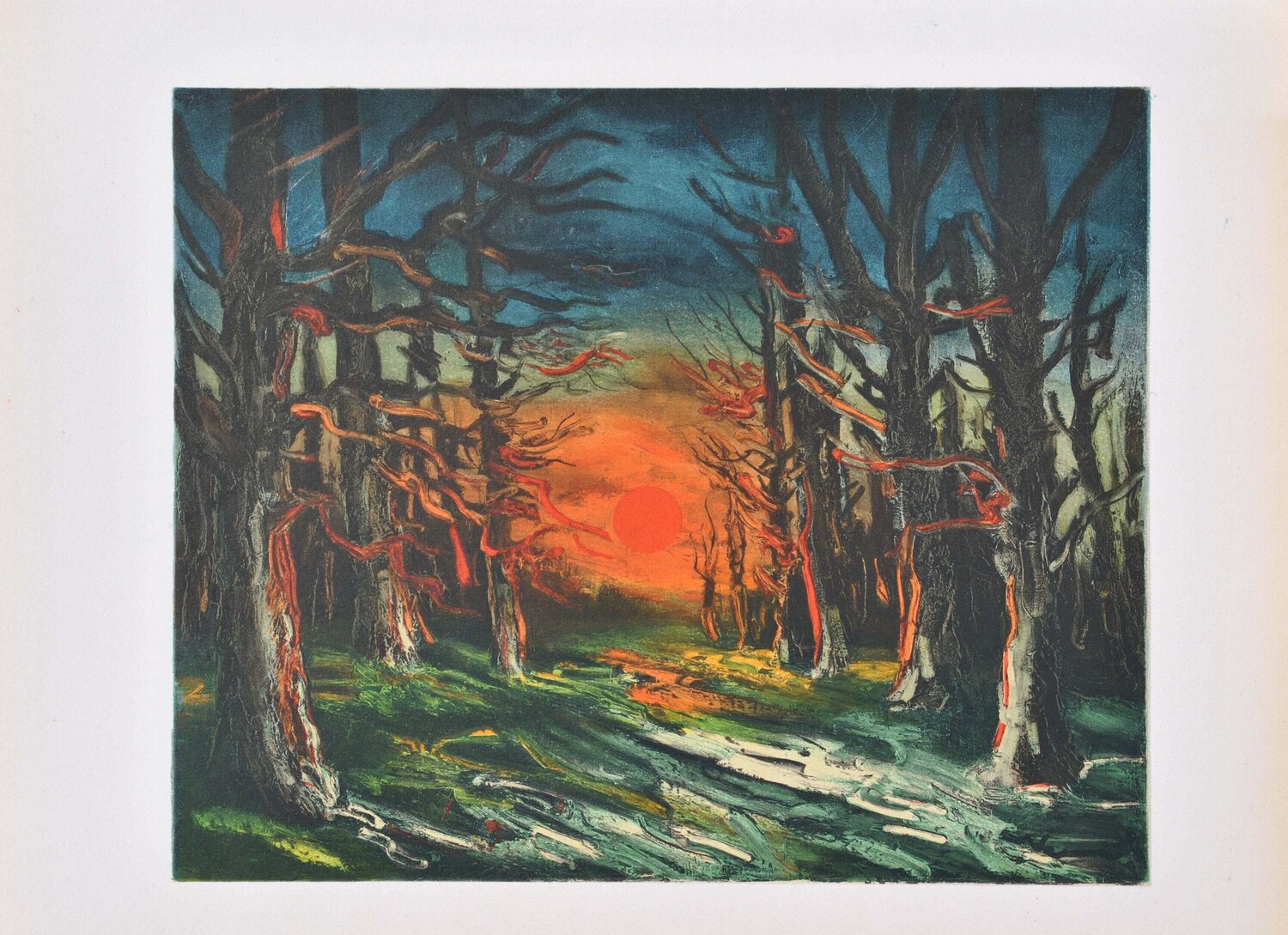 Coucher de soleil dans la forêt de Senonches Maurice de Vlaminck Druck zu verkaufen