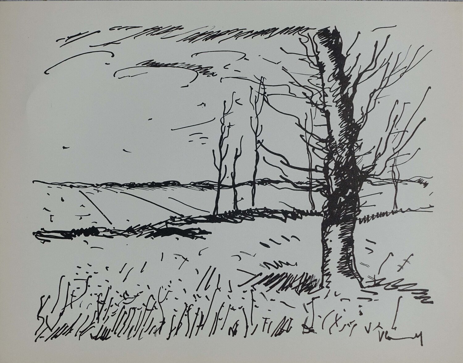 Normandie, Vallée de l'Avre, Lithographie originale signée Maurice de Vlaminck Afdruk te koop