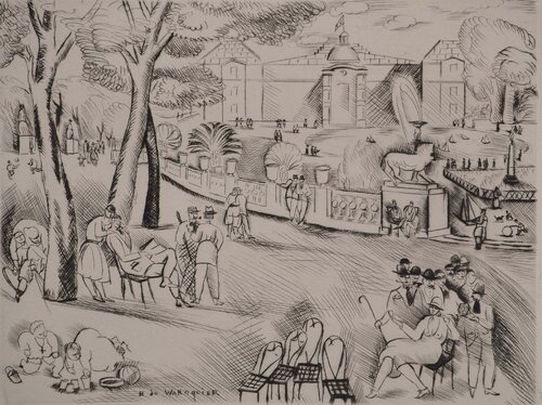 Jardin du Luxembourg, Gravure originale signée de Henry de Waroquier, Impresión a la venta en Singulart