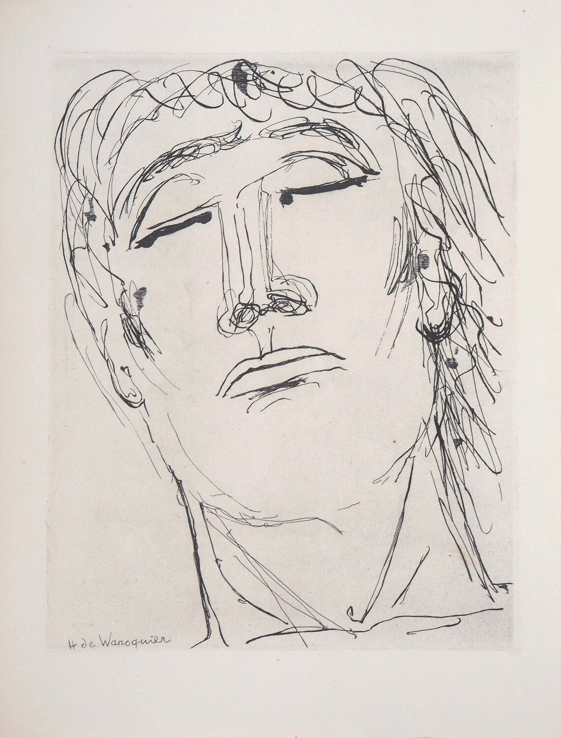 Portrait de rêveur Henry de Waroquier Afdruk te koop