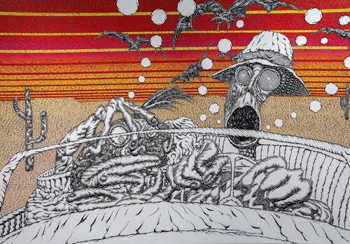 Bats Over Barstow by Mark Dean Veca, Painting for Sale on Singulart