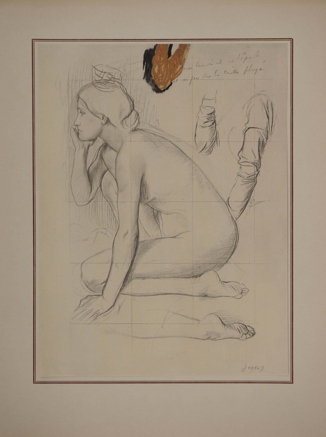 Etude pour nue accroupie, Lithographie et pochoir signée Edgar Degas Print for sale