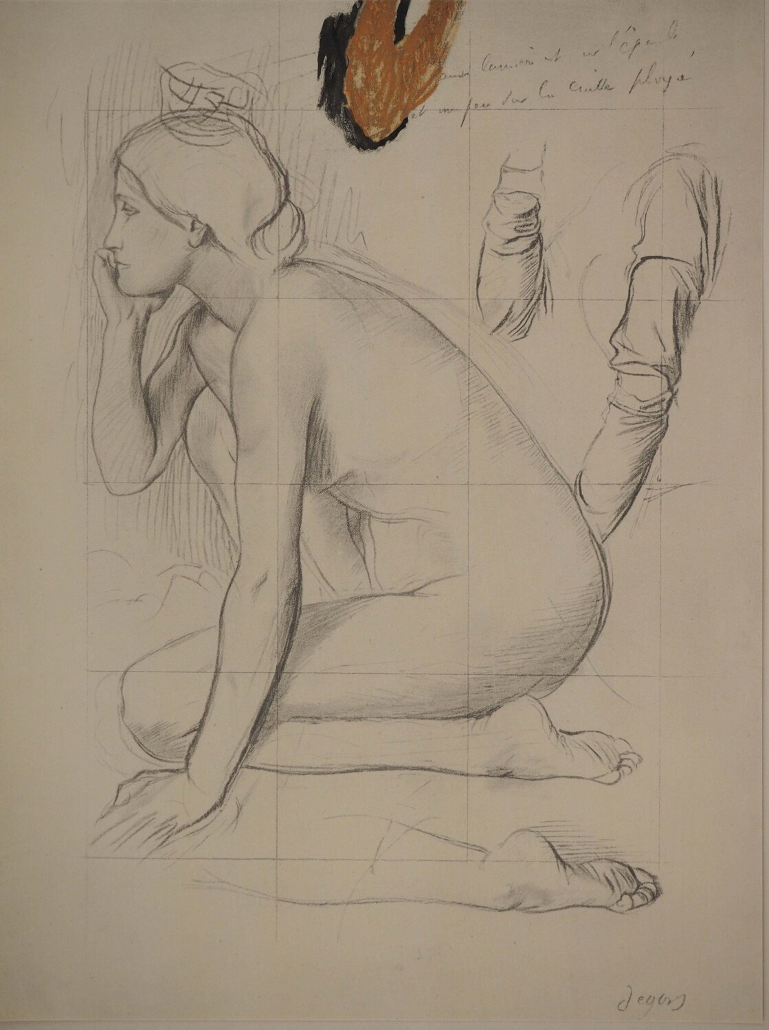 Etude pour nue accroupie Edgar Degas Stampa in vendita