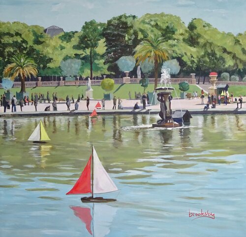 Sans Soucis au Jardin di Angie Brooksby-Arcangioli, Pittura in vendita su Singulart