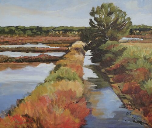 Les Salins des Pesquiers par Angie Brooksby-Arcangioli, Peinture en vente sur Singulart