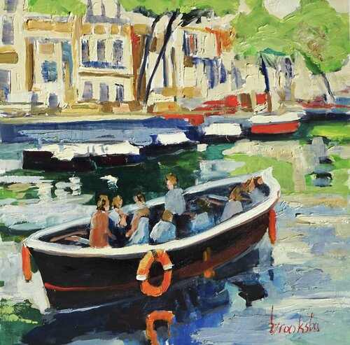 Amsterdam Boat on the canal : visiting Angie Brooksby-Arcangioli