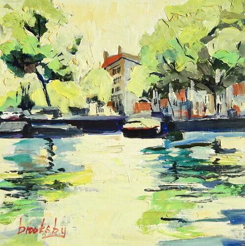 Amsterdam Glorious Gracht par Angie Brooksby-Arcangioli, Peinture en vente sur Singulart