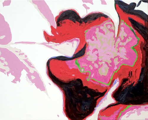 abstract flower: French Riviera Wild Rose par Angie Brooksby-Arcangioli, Peinture en vente sur Singulart