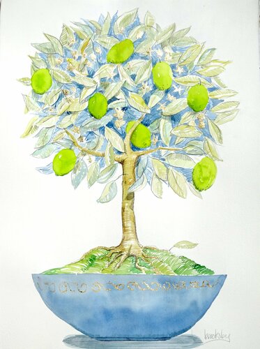 Gilded Bonsai Lime Tree di Angie Brooksby-Arcangioli, Pittura in vendita su Singulart