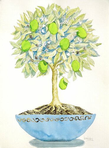 Gold Lime Bonsai by Angie Brooksby-Arcangioli, 油畫 for Sale on Singulart