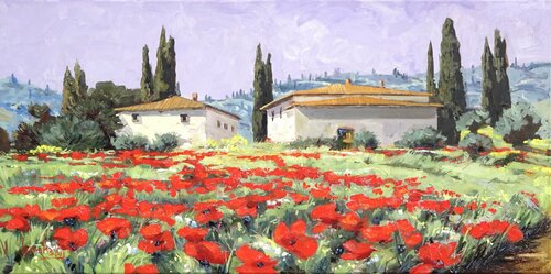 Poppy Field Love di Angie Brooksby-Arcangioli, Pittura in vendita su Singulart