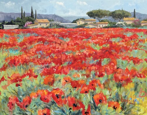 Saint Tropez Poppies di Angie Brooksby-Arcangioli, Pittura in vendita su Singulart