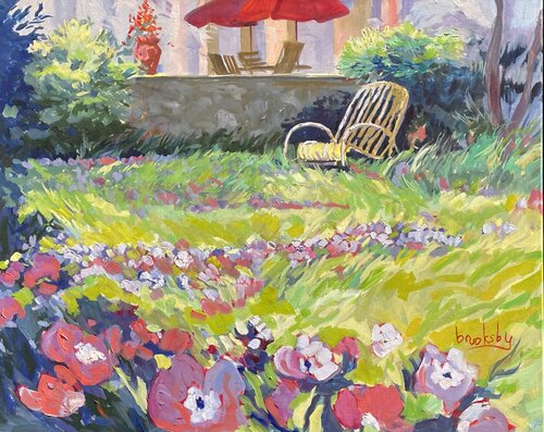 Wild Flowers on the French Riviera : villa Magdala di Angie Brooksby-Arcangioli, Pittura in vendita su Singulart