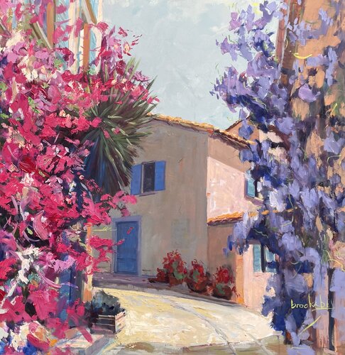 Chez Moi - French Riviera alley by Angie Brooksby-Arcangioli, 油畫 for Sale on Singulart