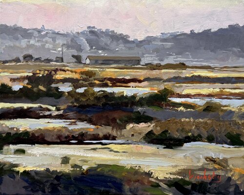 French Riviera Marshland - Octobre sur les Pesquières par Angie Brooksby-Arcangioli, Peinture en vente sur Singulart