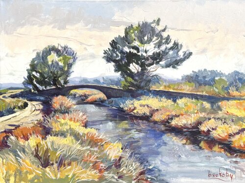 The Bridge in the Salt Marshes di Angie Brooksby-Arcangioli, Pittura in vendita su Singulart