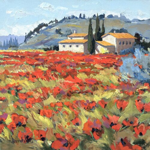 French Riviera Poppies - Chez Virginie by Angie Brooksby-Arcangioli, 油畫 for Sale on Singulart