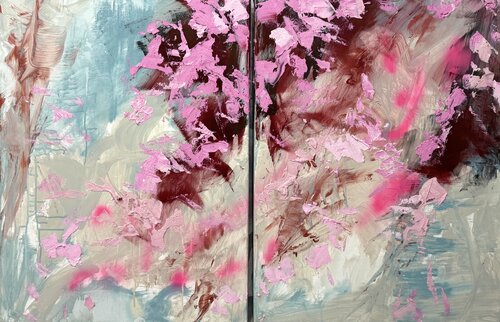 Pink Martini diptych van Angie Brooksby-Arcangioli, Schilderij te koop op Singulart