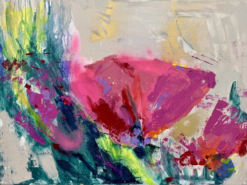 Rose Garden - Abstract van Angie Brooksby-Arcangioli, Schilderij te koop op Singulart