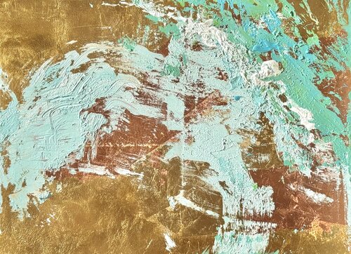 Riviera Wave - acrylic abstraction on gold leaf Angie Brooksby-Arcangioli