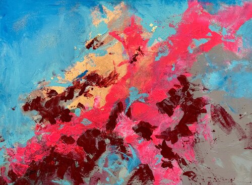 Flower of Life - Abstract colorful decor van Angie Brooksby-Arcangioli, Schilderij te koop op Singulart