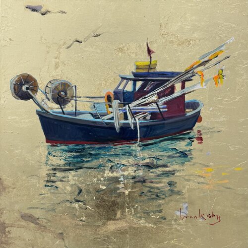 Gold leaf Fishing boat - Gone Fishing Angie Brooksby-Arcangioli