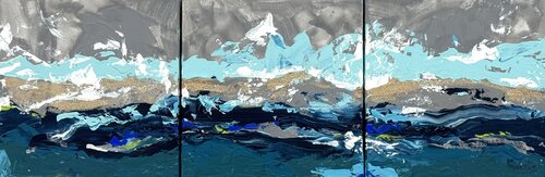 Ocean Wave Triptych -  acrylic abstraction van Angie Brooksby-Arcangioli, Schilderij te koop op Singulart